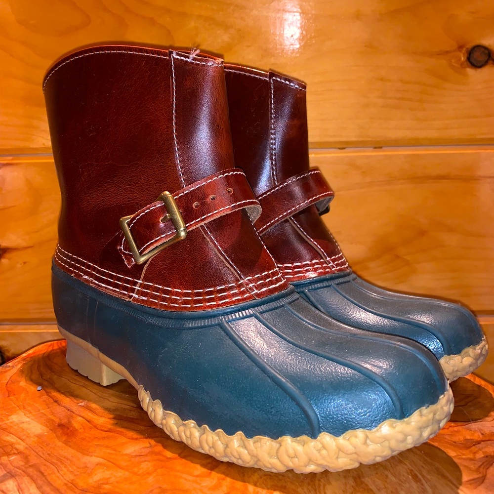 LLBean Women’s 7” Lounger Buckle Boot Primaloft lined British Tan/Pine Size 8M